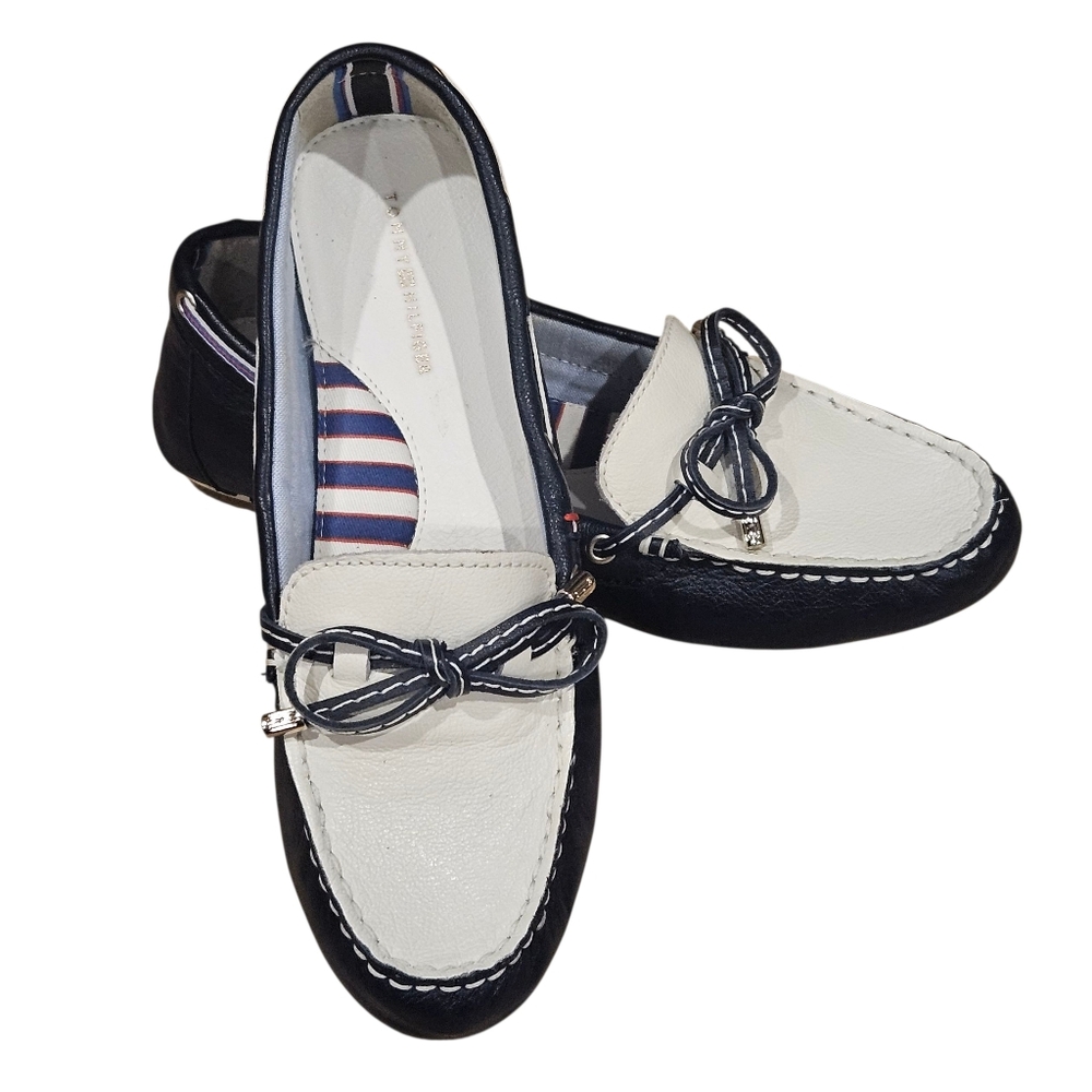 Tommy Hilfiger, Ravelin Women's Moc Flats, Blue/White, Like New - Size 7 1/2 M